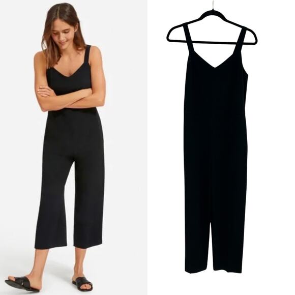 Everlane The Japanese GoWeave Slip Jumpsuit Sleeveless‎ Cropped Black Size 0 - Picture 1 of 10